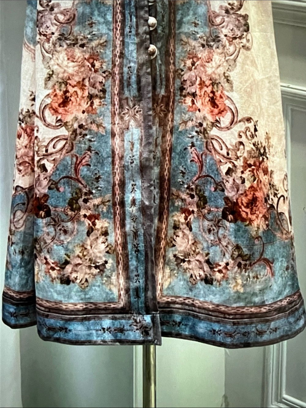 Zimmermann Cream, Blue and Rust Floral Maxi Dress - Picture 9 of 10